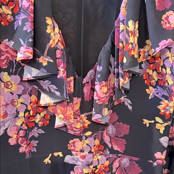 Amanda Uprichard Floral Long Sleeve Dress - Black and Purple.  Never worn - Picture 4 of 12